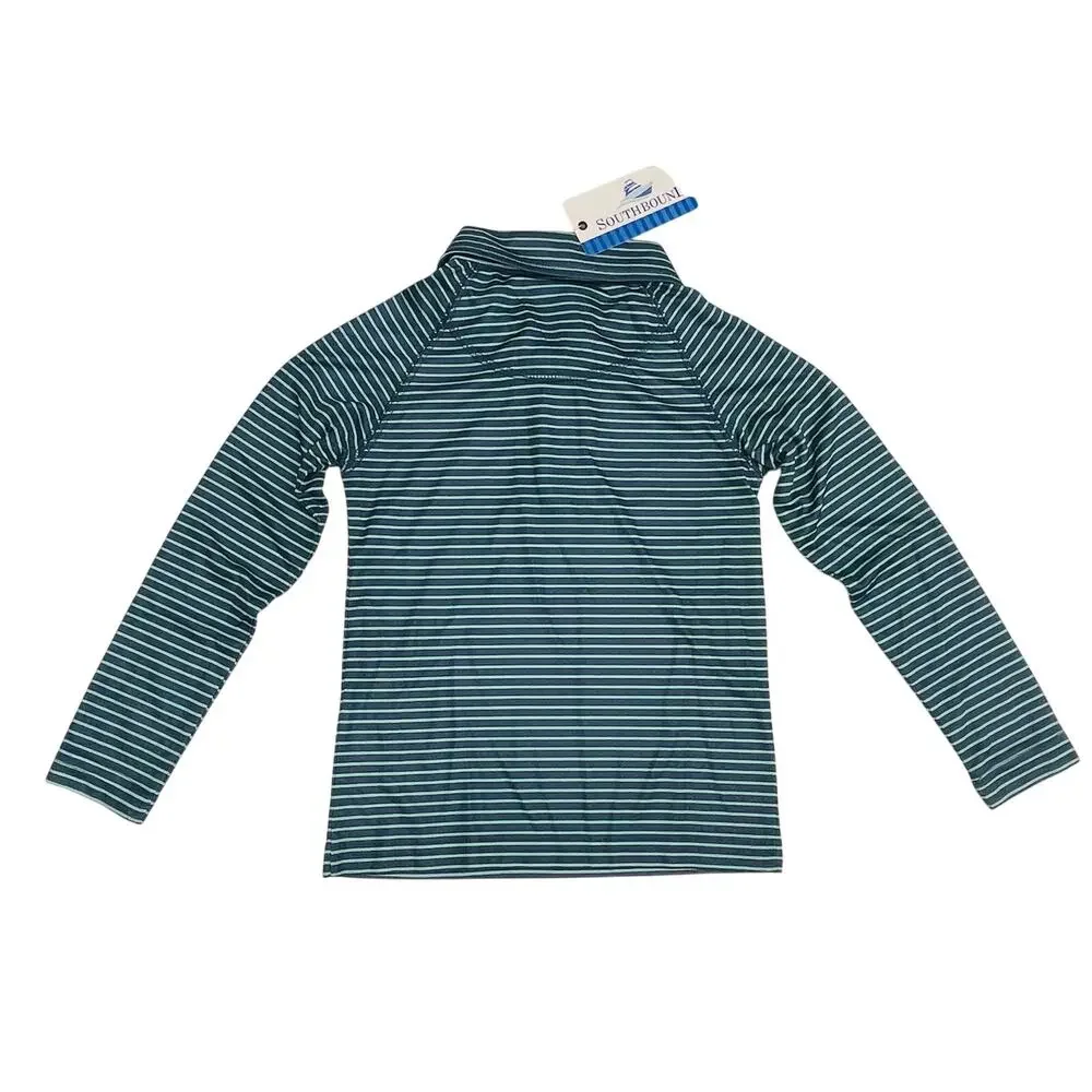 NWT Southbound Size L Navy Aqua Polo Stripe